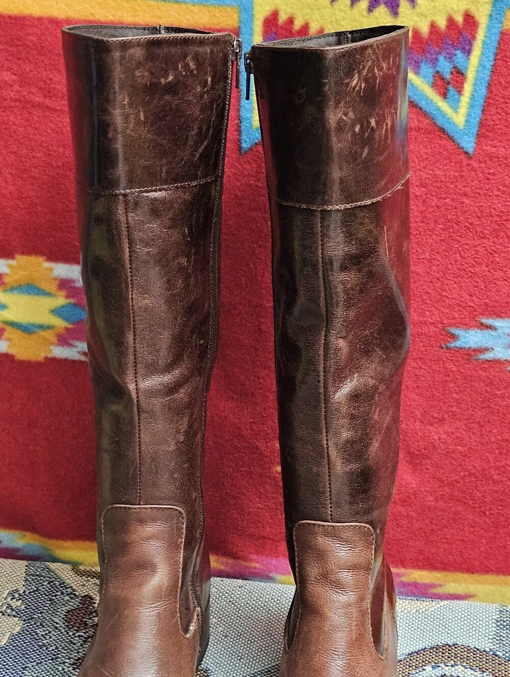 Born Knee High Boots Leather Riding Womens Size 7 / EU 38 Brown Side Zip - Picture 8 of 12